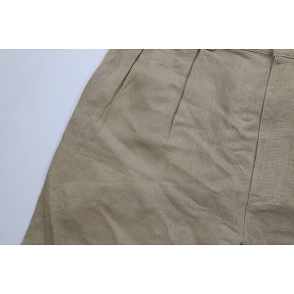 Vintage 90s Ralph Lauren Mens 32 Distressed Linen Above Knee Chino Shorts Beige - Picture 7 of 16